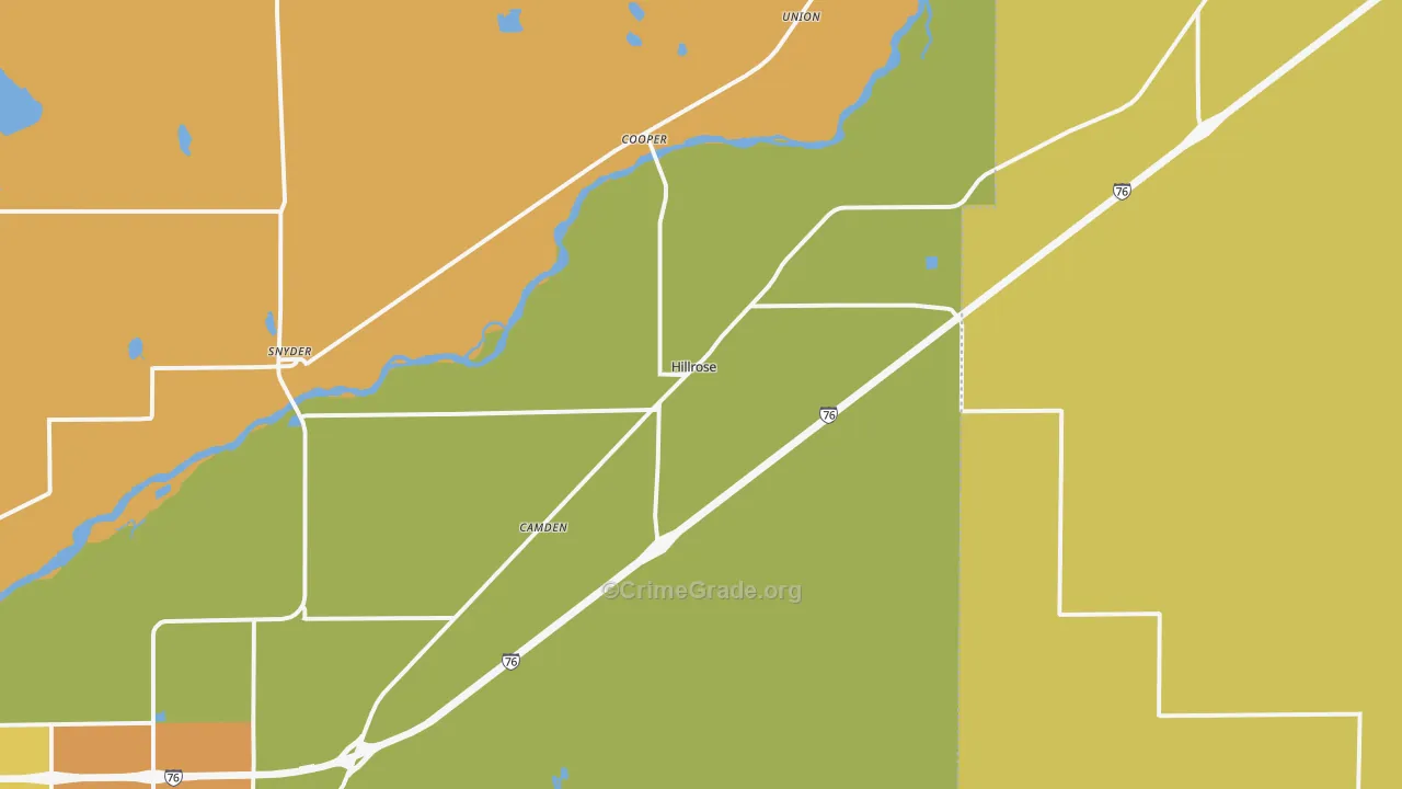Hillrose, CO Map of Vandalism Rates