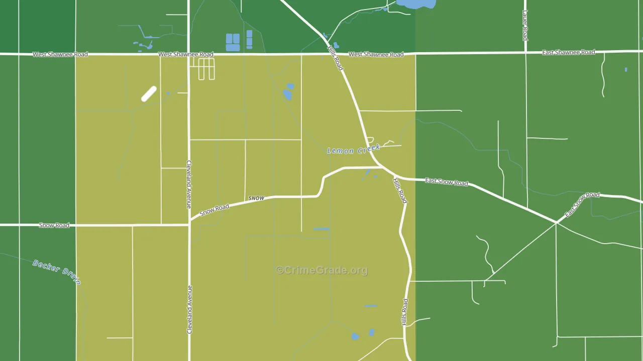 Hills Corners, MI Map of Vandalism Rates