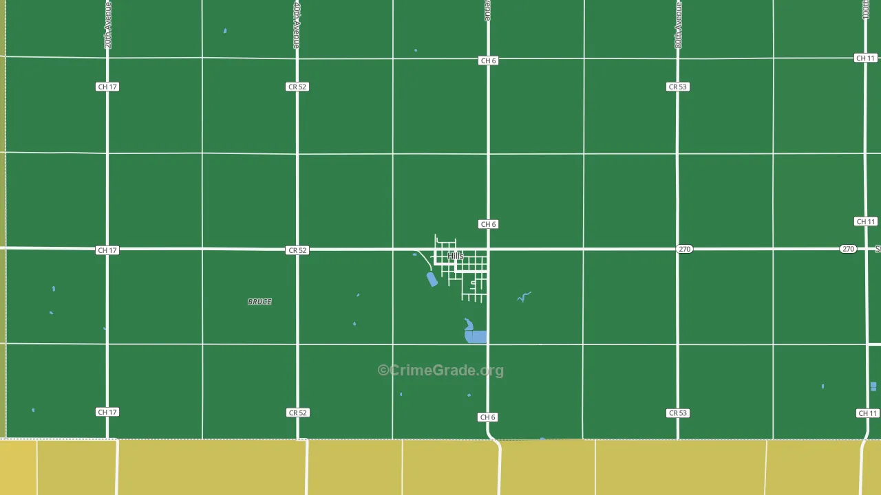 Hills, MN Map of Vandalism Rates