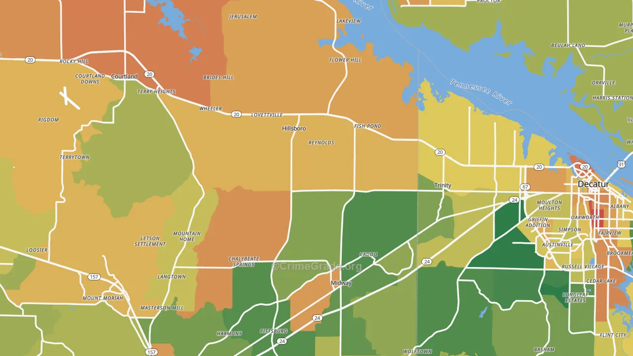 Hillsboro, AL Map of Vandalism Rates