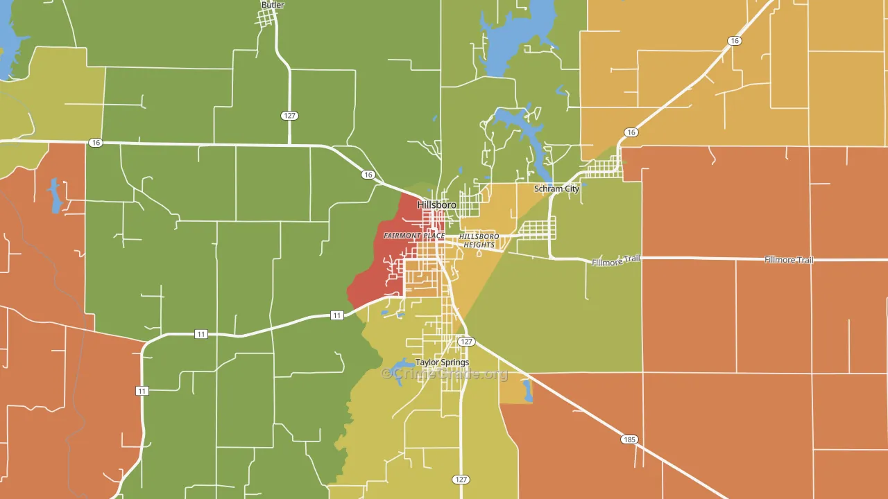 Hillsboro, IL Map of Vandalism Rates