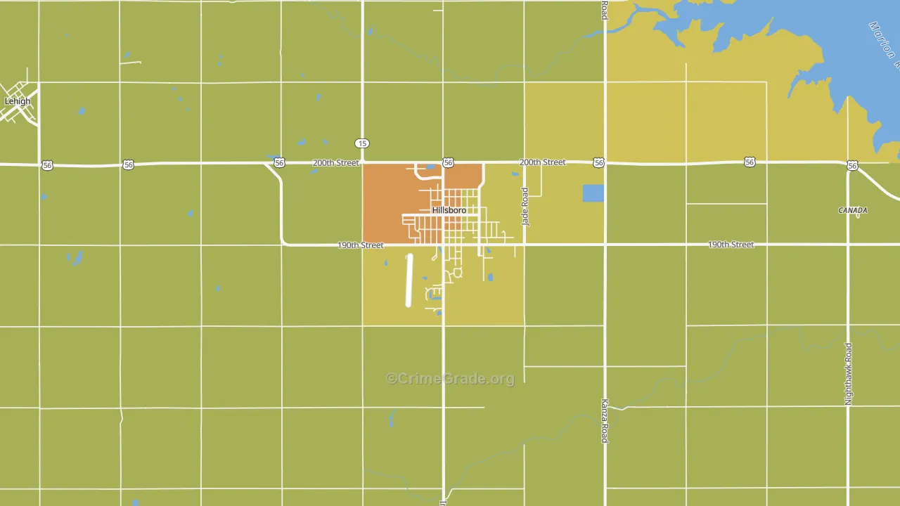 Hillsboro, KS Map of Vandalism Rates
