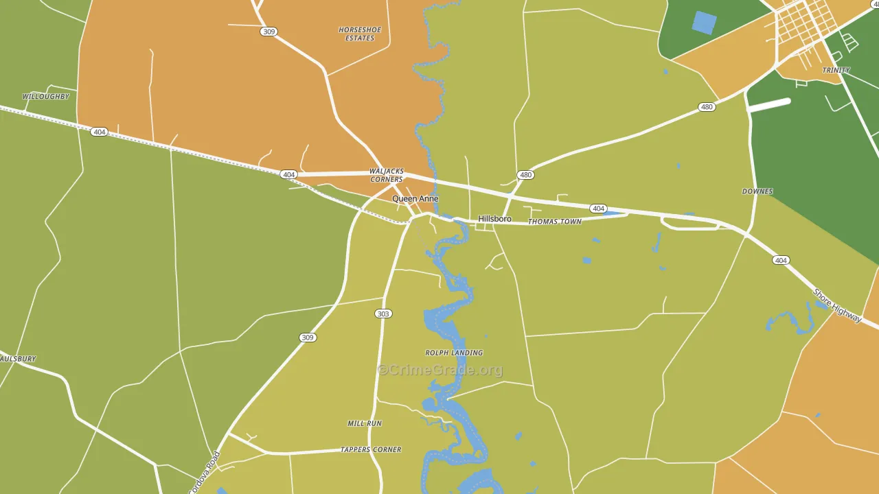 Hillsboro, MD Map of Vandalism Rates