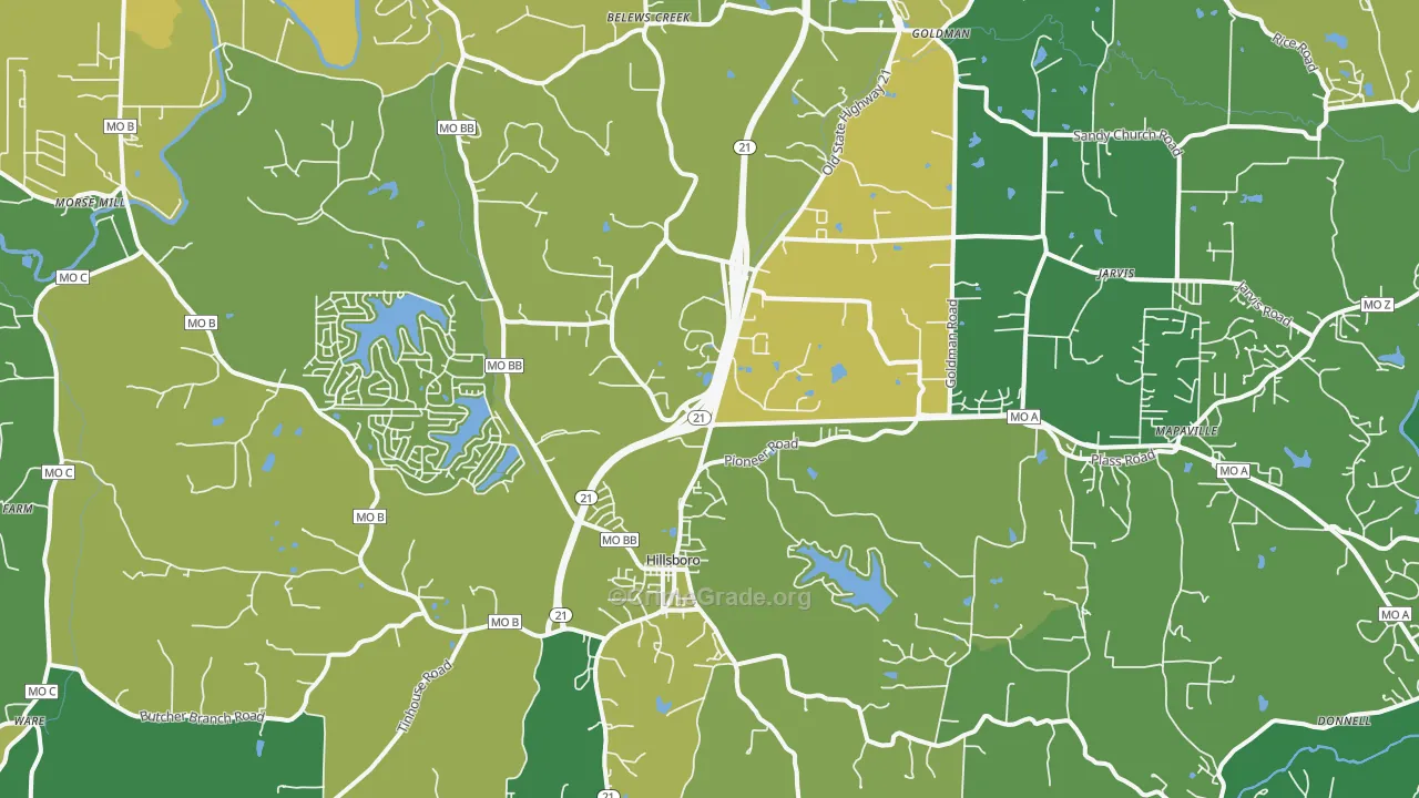 Hillsboro, MO Map of Vandalism Rates
