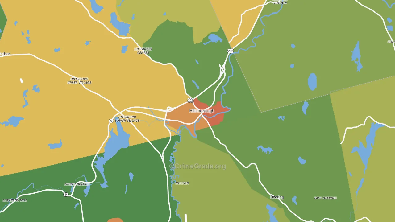 Hillsboro, NH Map of Vandalism Rates