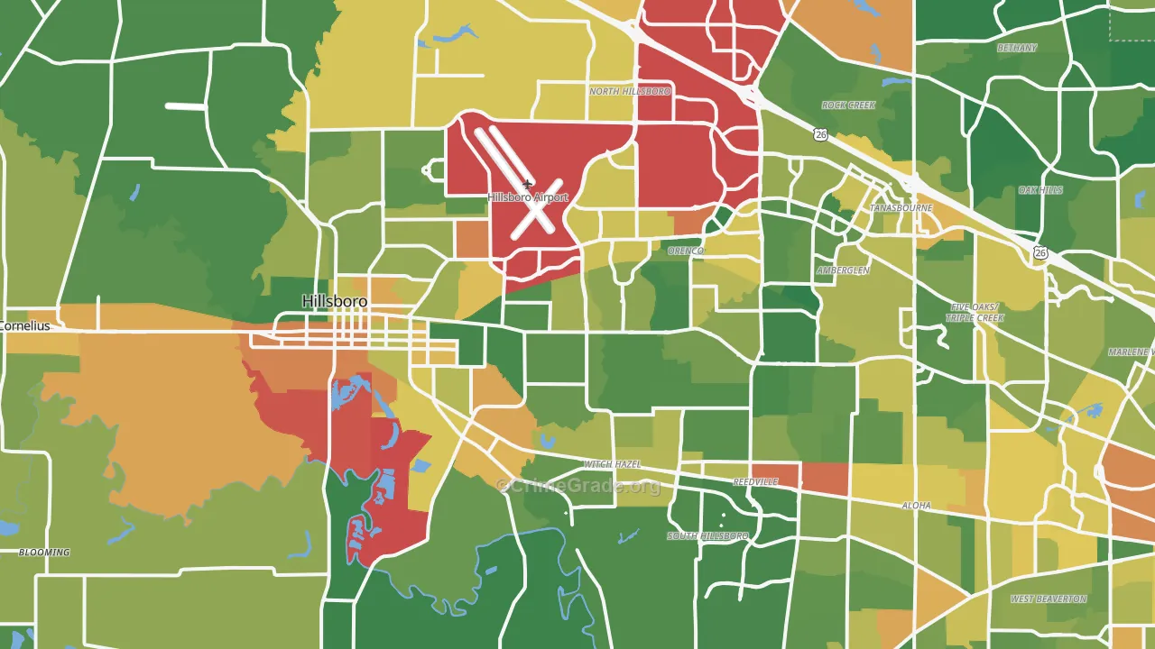 Hillsboro, OR Map of Vandalism Rates