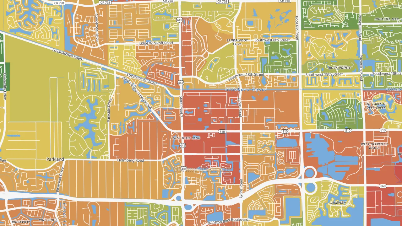 Hillsboro Pines, FL Map of Vandalism Rates