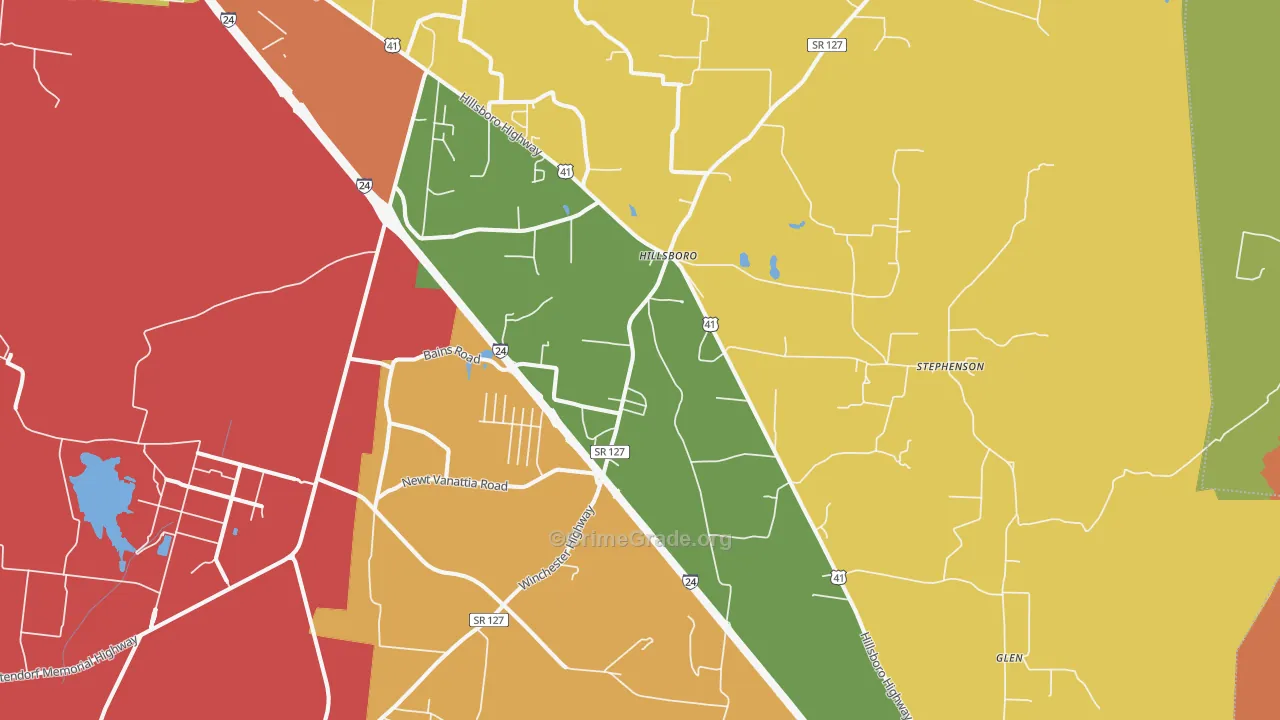 Hillsboro, TN Map of Vandalism Rates