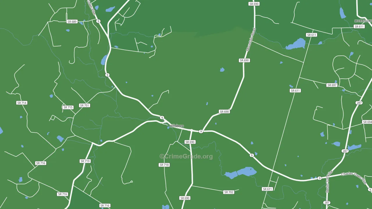 Hillsboro, VA Map of Vandalism Rates