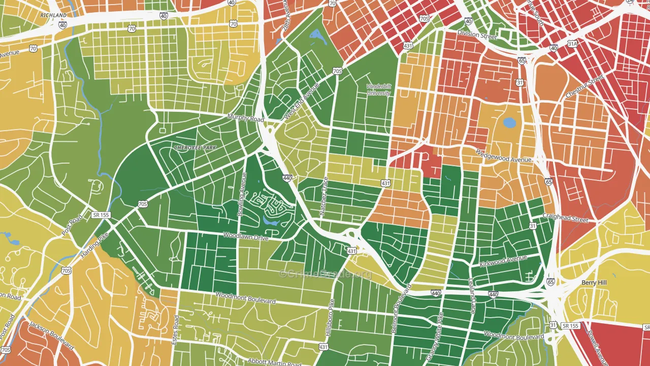Hillsboro West End, Nashville, TN Map of Vandalism Rates