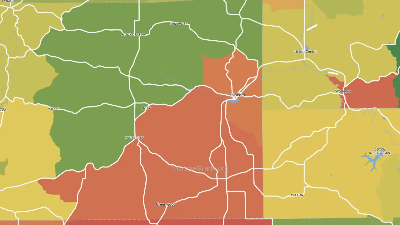 Hillsboro, WI Map of Vandalism Rates