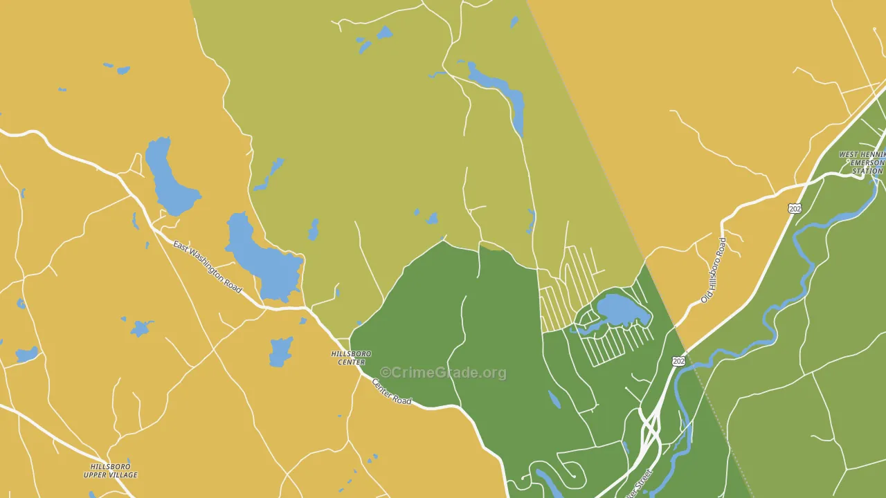 Hillsborough Center, NH Map of Vandalism Rates