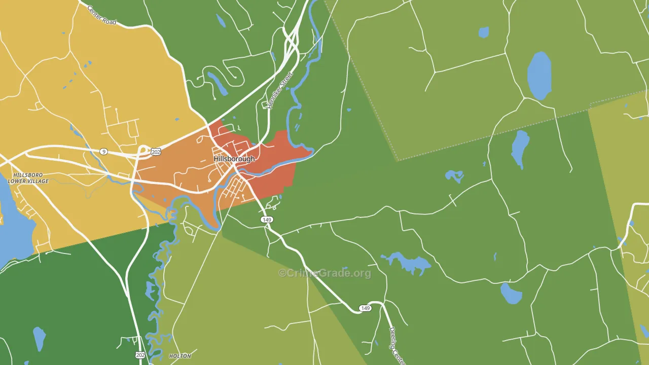 Hillsborough, NH Map of Vandalism Rates