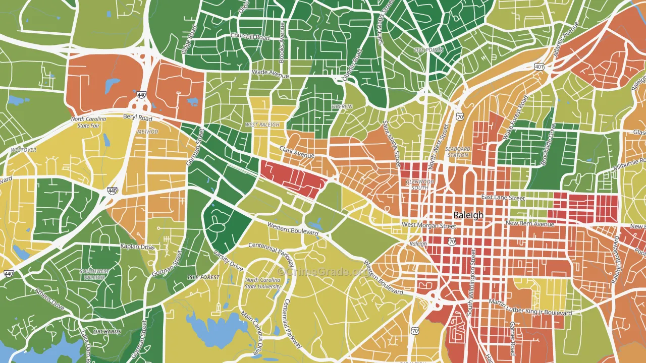 Hillsborough, Raleigh, NC Map of Vandalism Rates