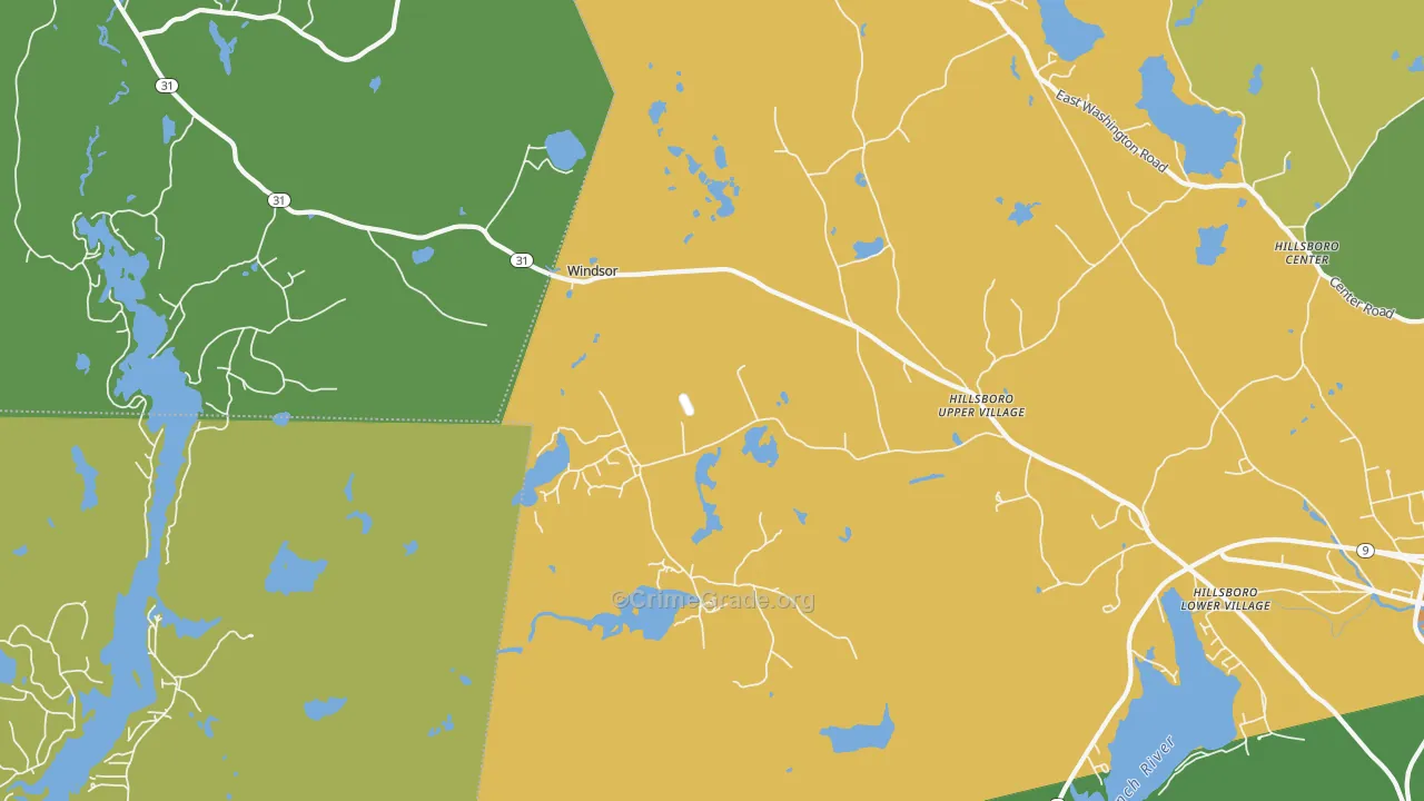 Hillsborough Upper Village, NH Map of Vandalism Rates