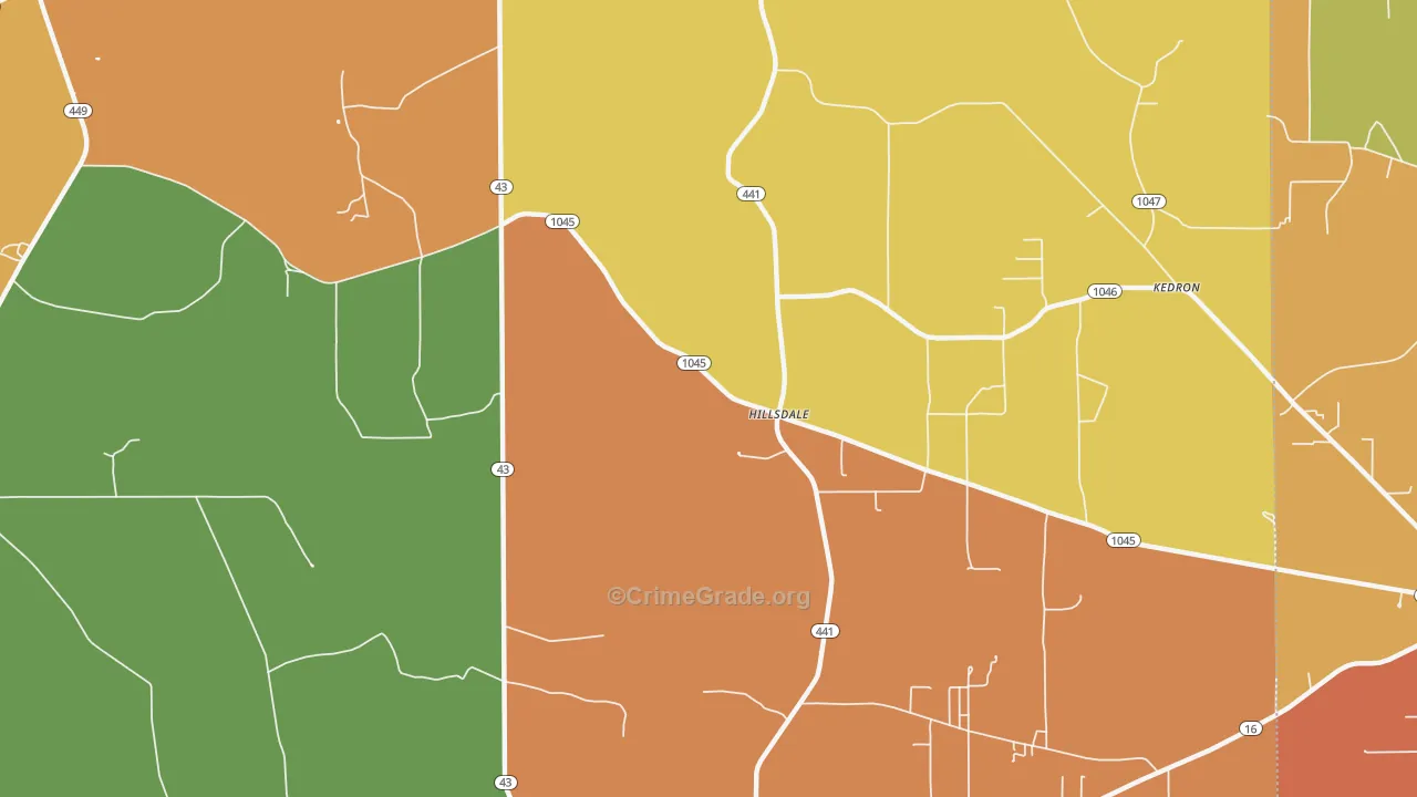 Hillsdale, LA Map of Vandalism Rates