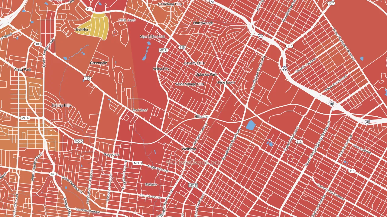 Hillsdale, MO Map of Vandalism Rates