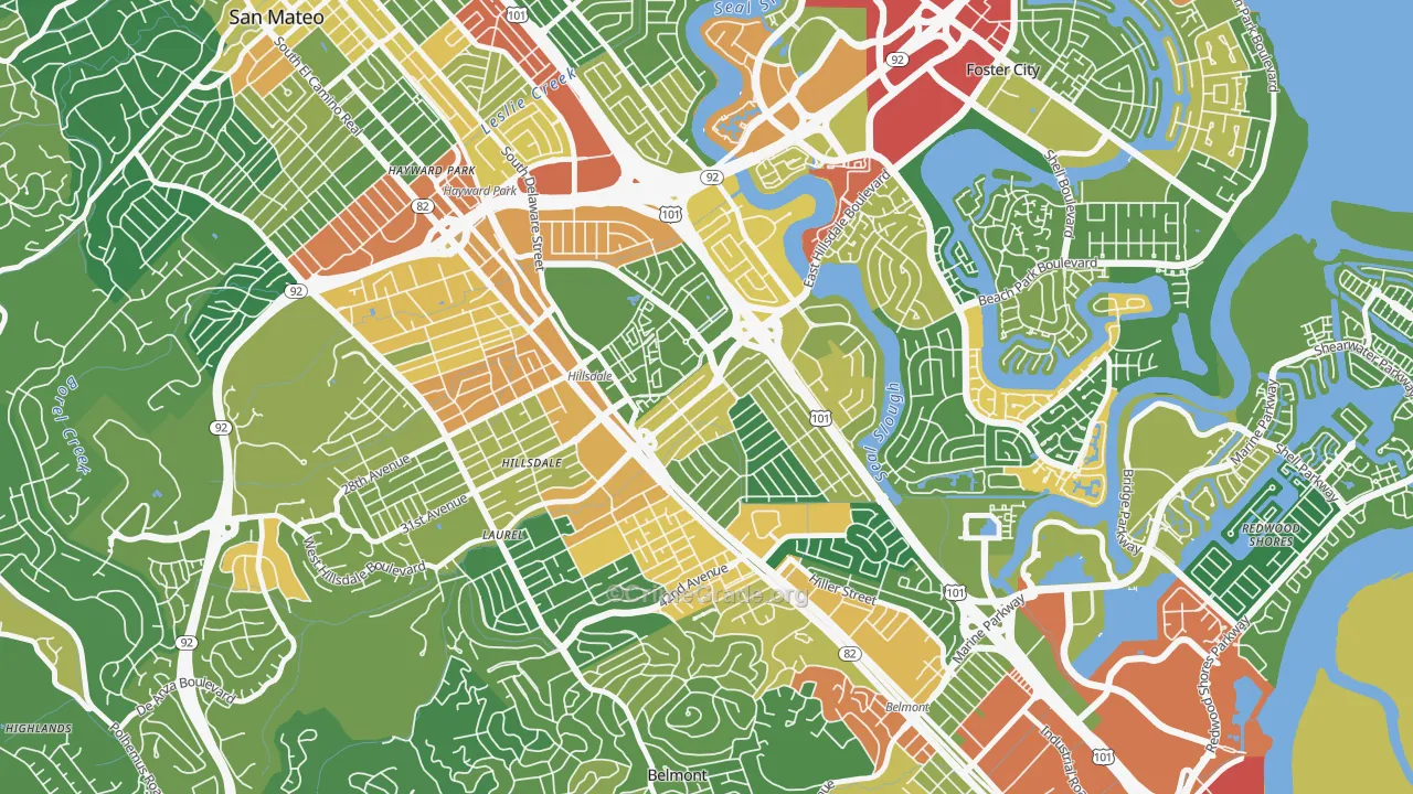 Hillsdale, San Mateo, CA Map of Vandalism Rates