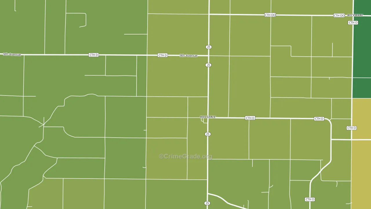 Hillsdale, WI Map of Vandalism Rates