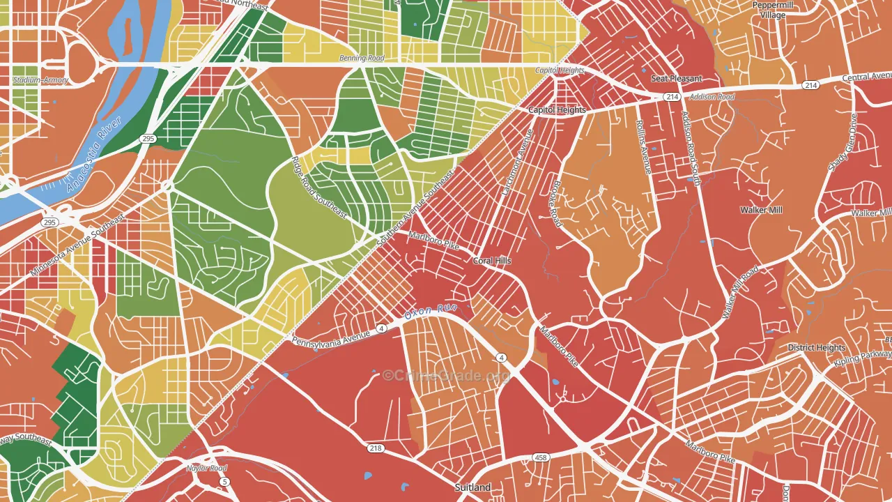 Hillside, Coral Hills, MD Map of Vandalism Rates