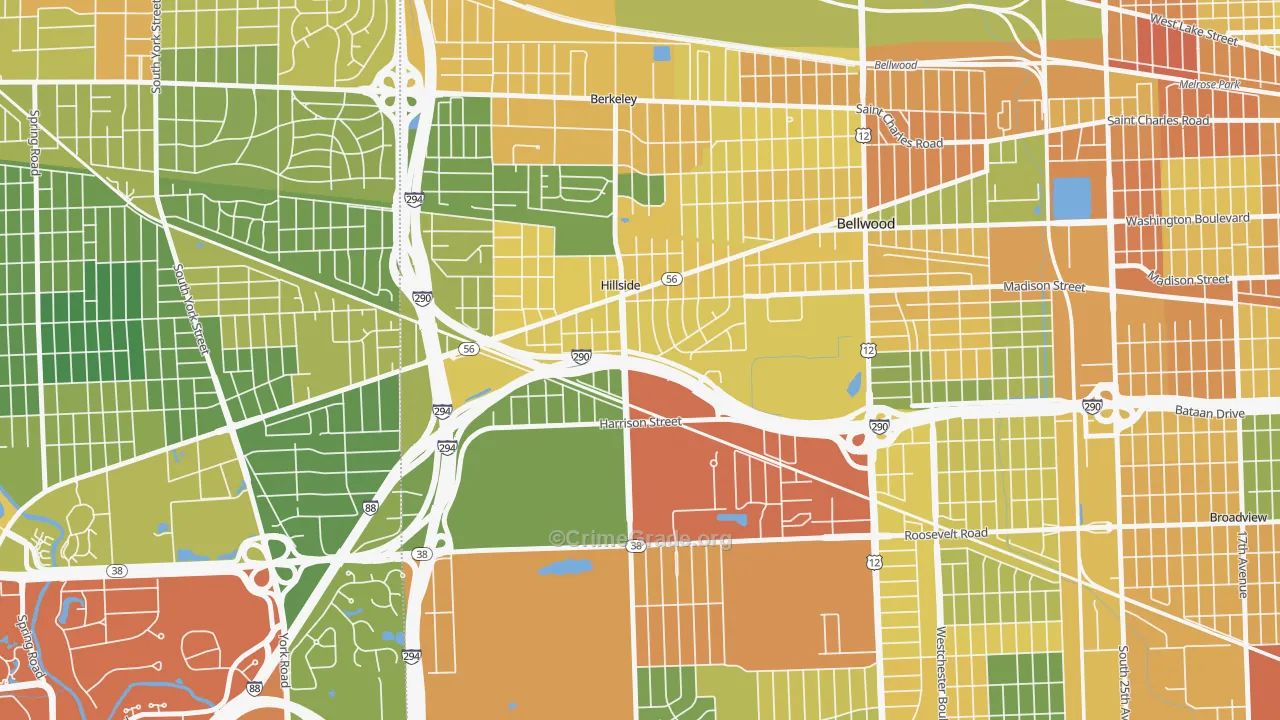 Hillside, IL Map of Vandalism Rates