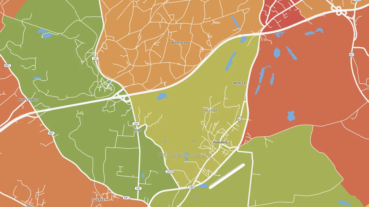 Hillside, KY Map of Vandalism Rates