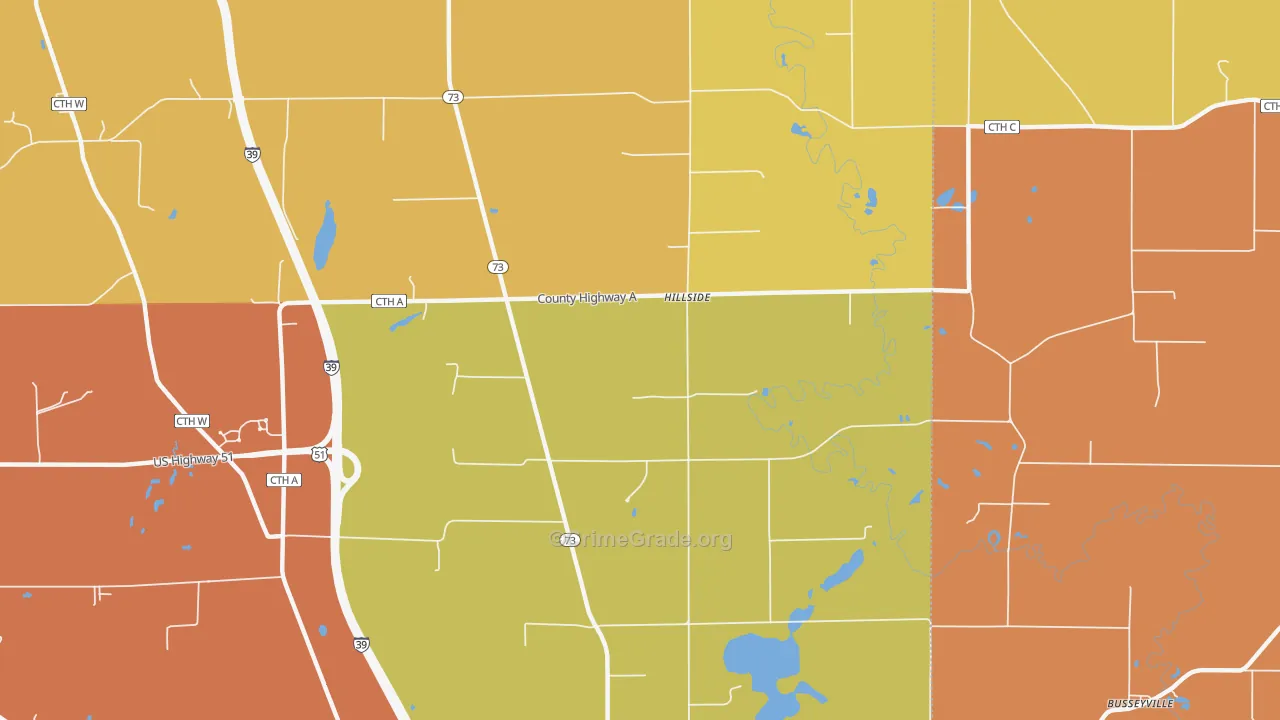 Hillside, WI Map of Vandalism Rates
