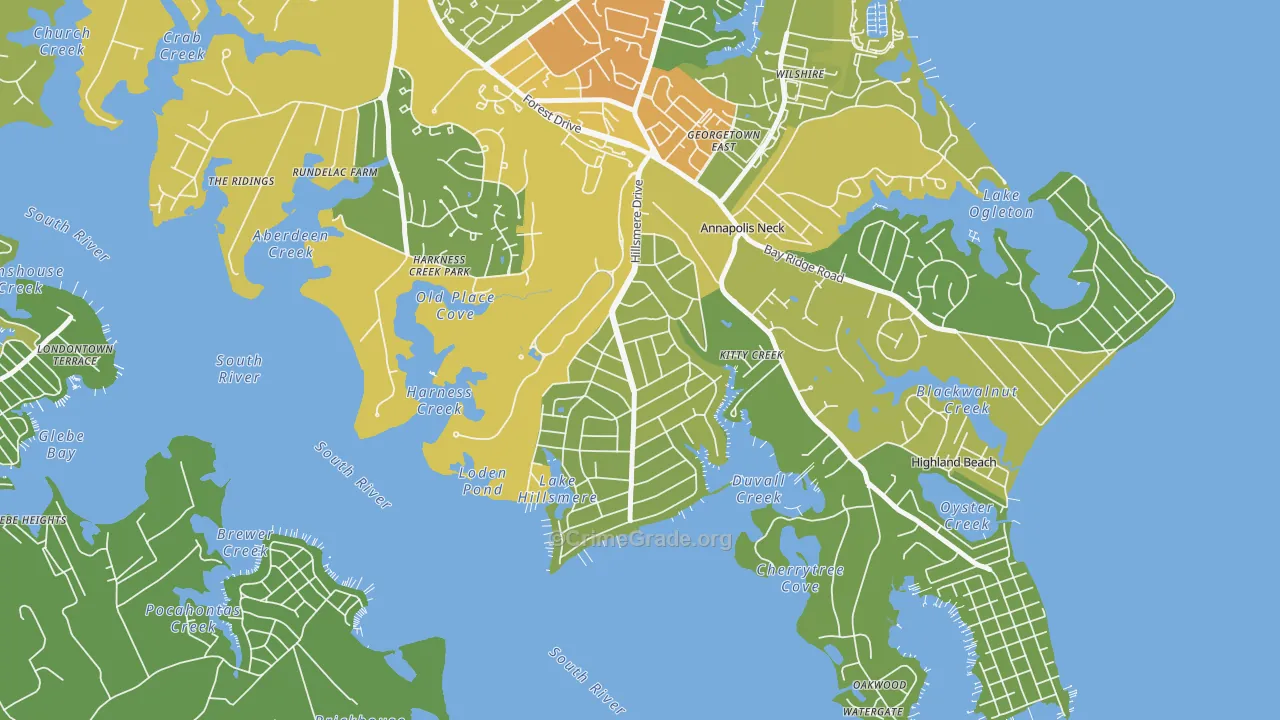 Hillsmere Shores, Annapolis Neck, MD Map of Vandalism Rates