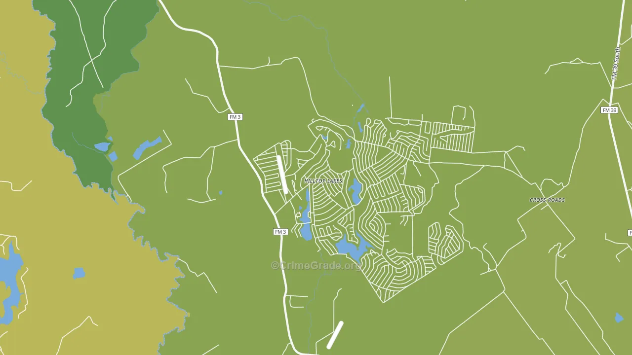 Hilltop Lakes, TX Map of Vandalism Rates