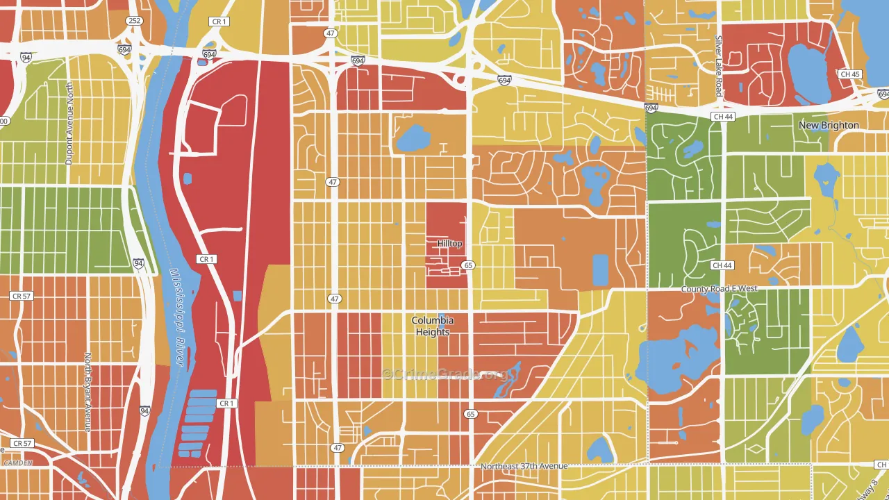 Hilltop, MN Map of Vandalism Rates