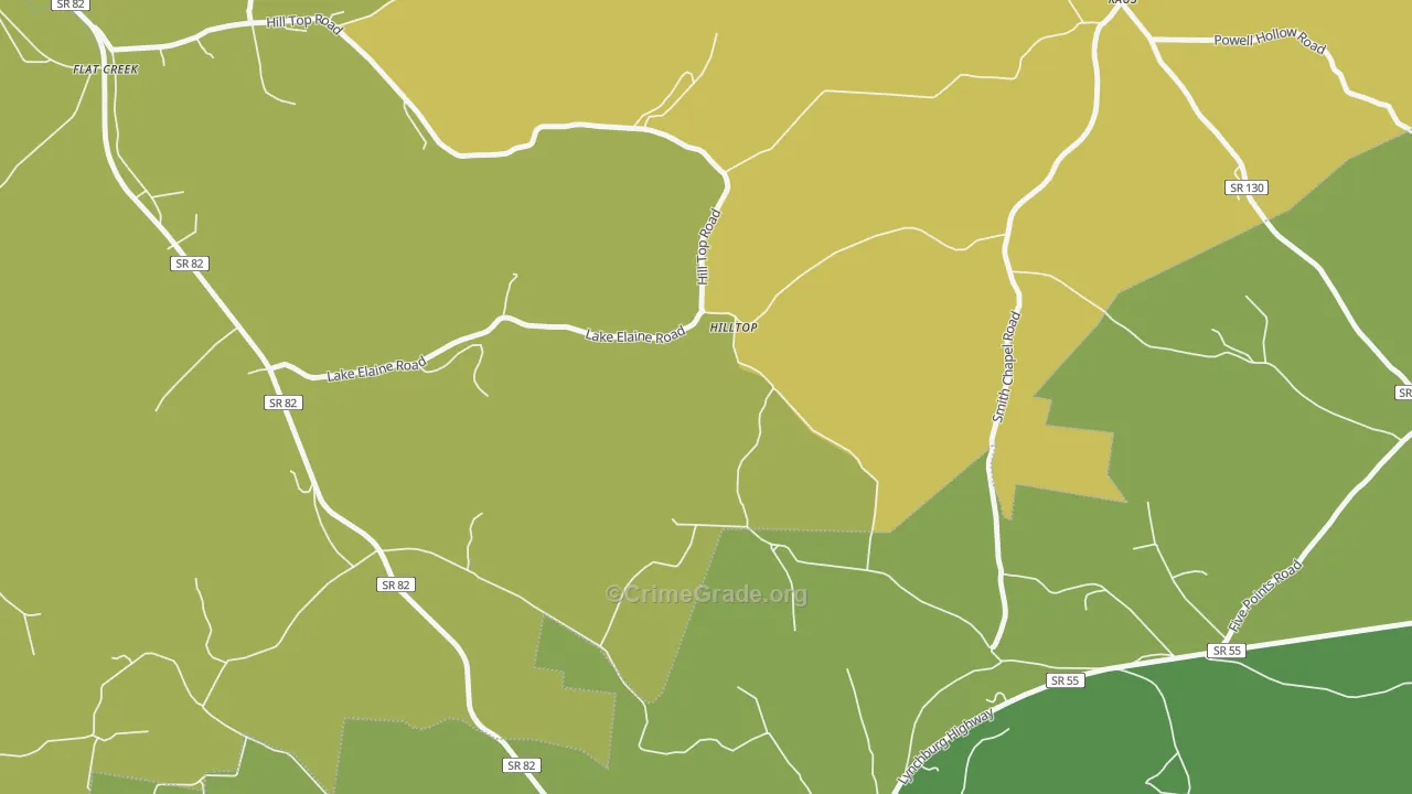 Hilltop, TN Map of Vandalism Rates