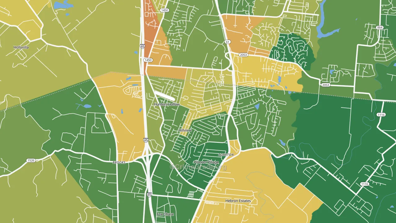 Hillview, KY Map of Vandalism Rates