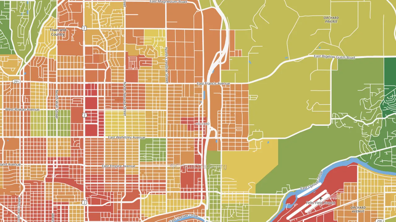 Hillyard, Spokane, WA Map of Vandalism Rates