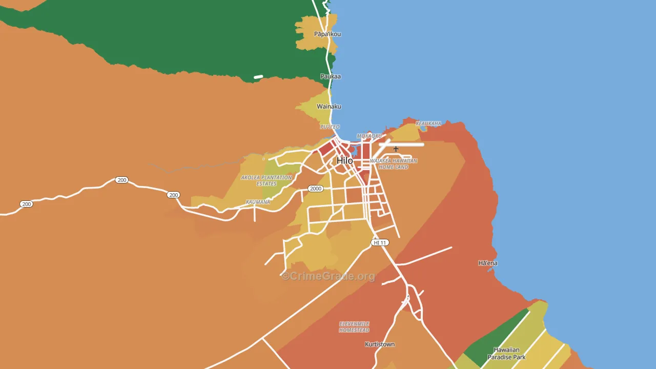 Hilo, HI Map of Vandalism Rates