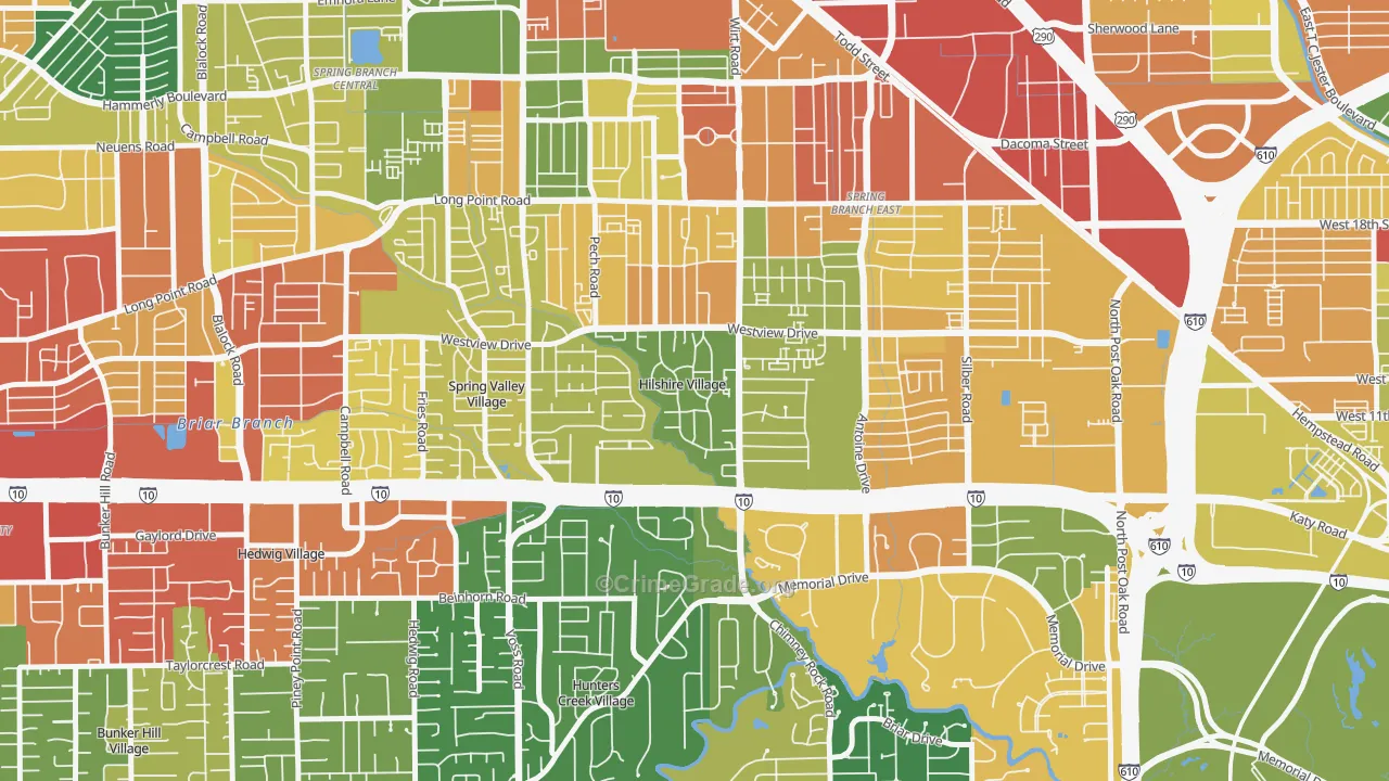 Hilshire Village, TX Map of Vandalism Rates