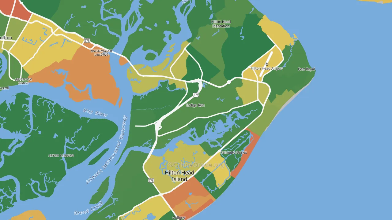 Hilton Head Island, SC Map of Vandalism Rates