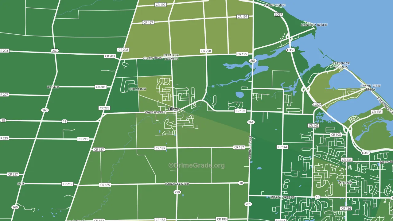 Hilton, NY Map of Vandalism Rates