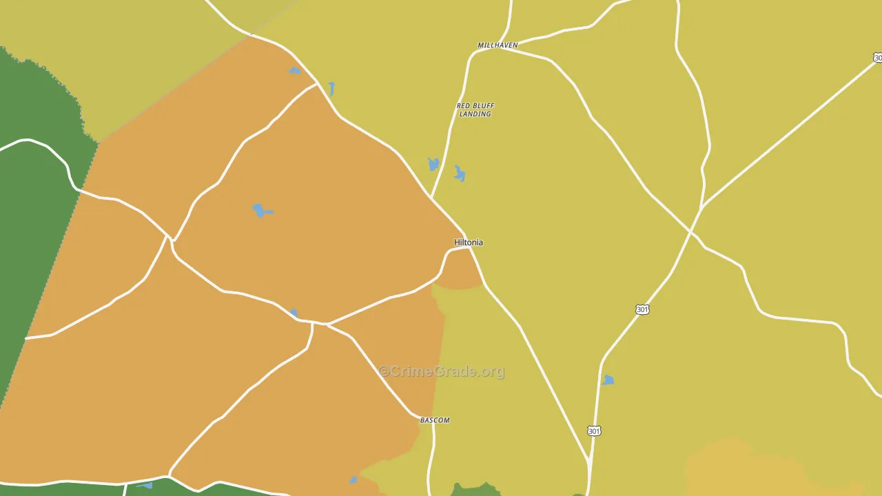 Hiltonia, GA Map of Vandalism Rates