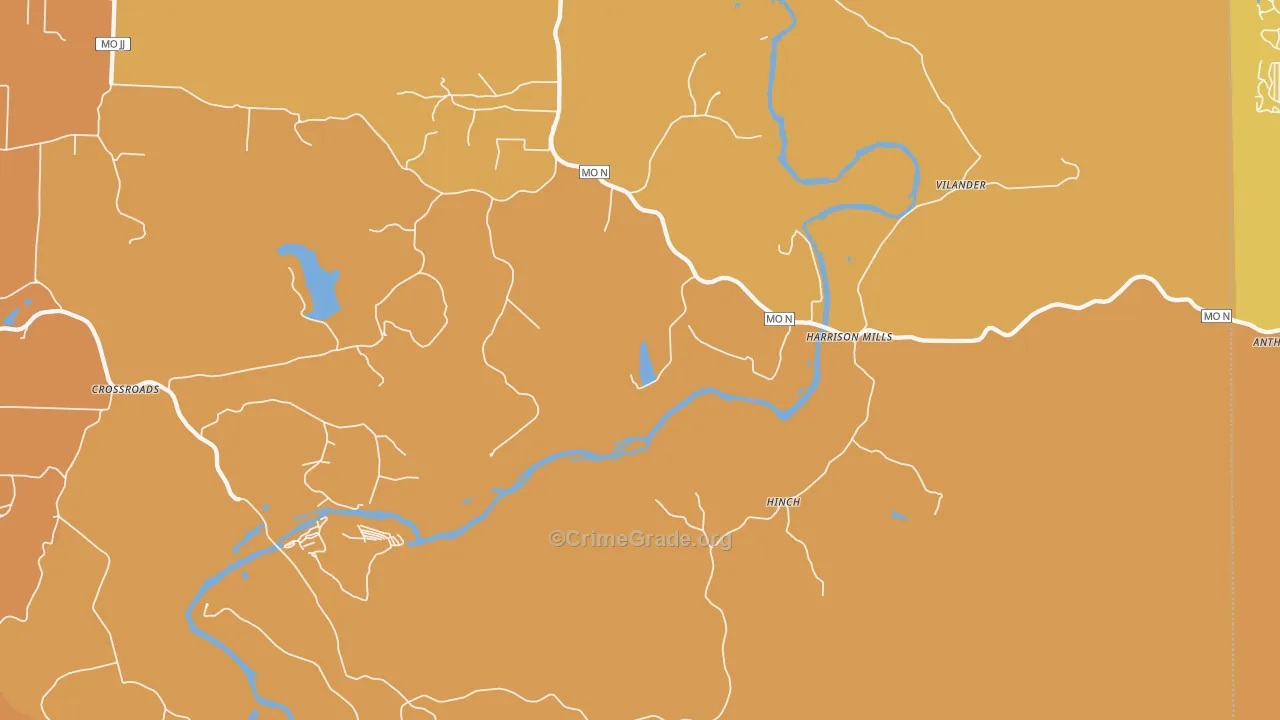 Hinch, MO Map of Vandalism Rates