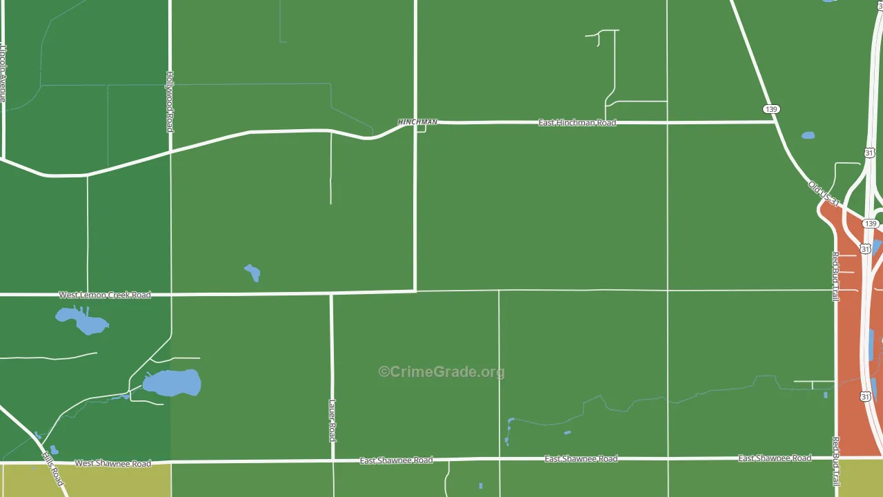 Hinchman, MI Map of Vandalism Rates