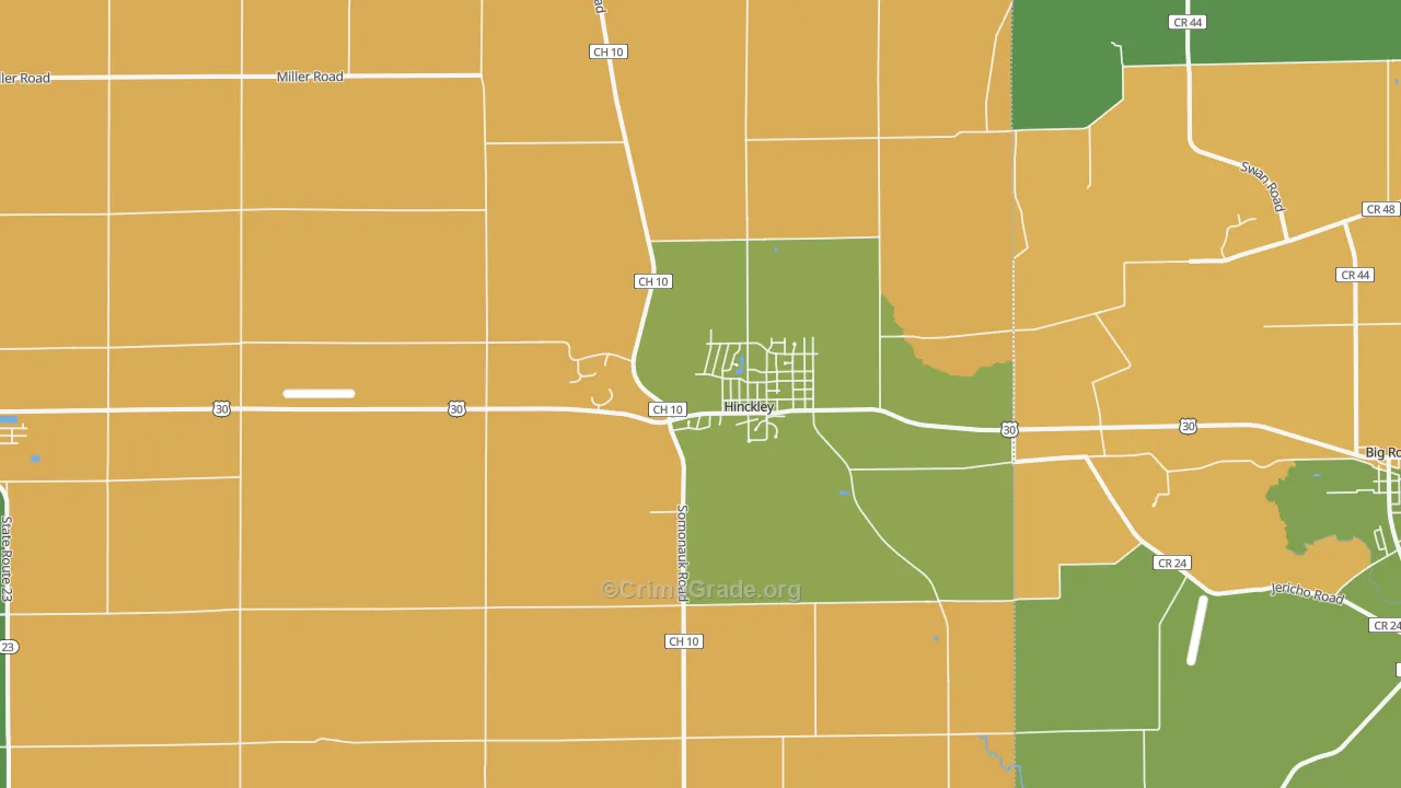 Hinckley, IL Map of Vandalism Rates
