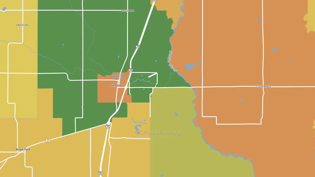 Hinckley, MN Map of Vandalism Rates