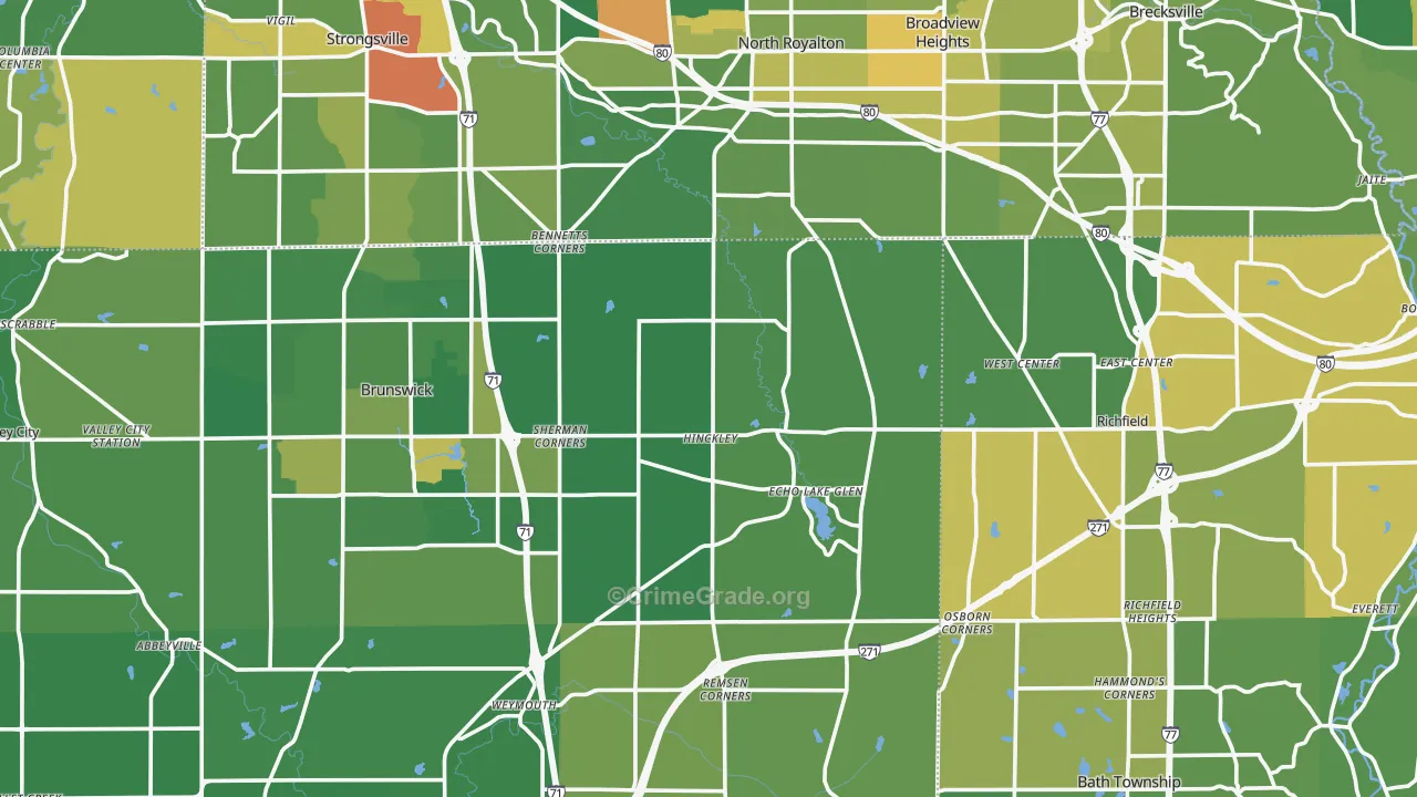 Hinckley, OH Map of Vandalism Rates