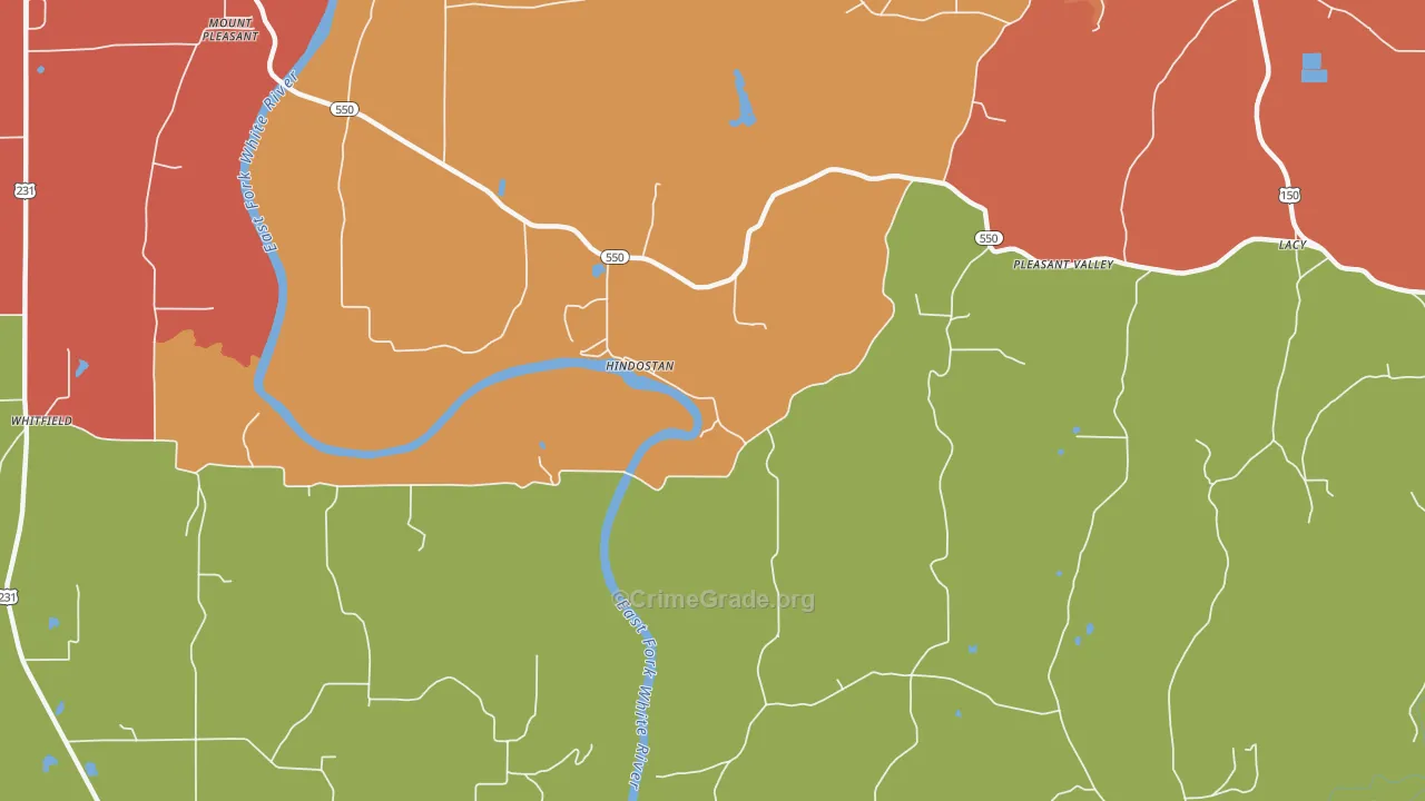 Hindostan Falls, IN Map of Vandalism Rates