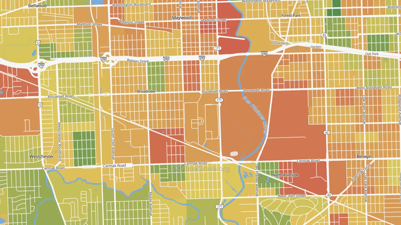 Hines, IL Map of Vandalism Rates