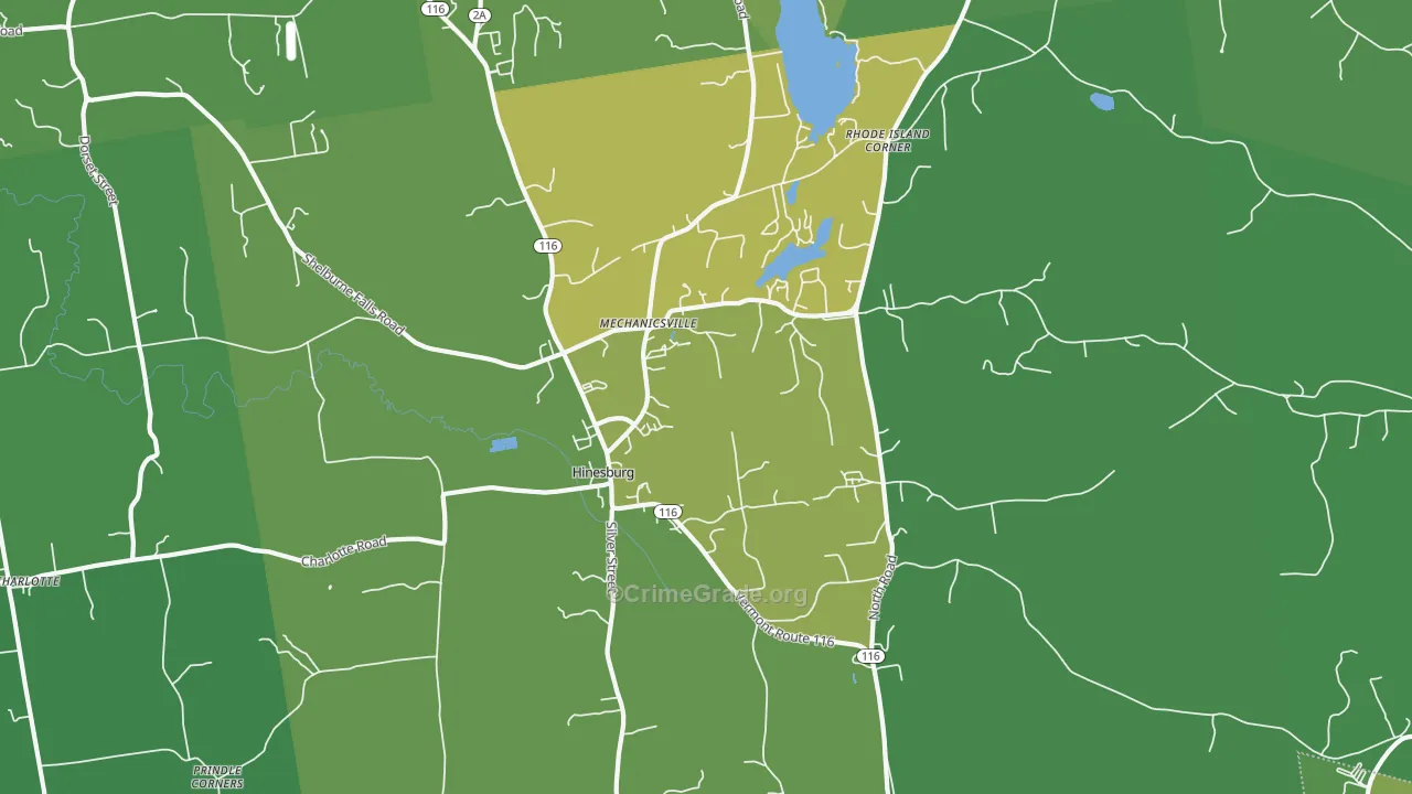 Hinesburg, VT Map of Vandalism Rates