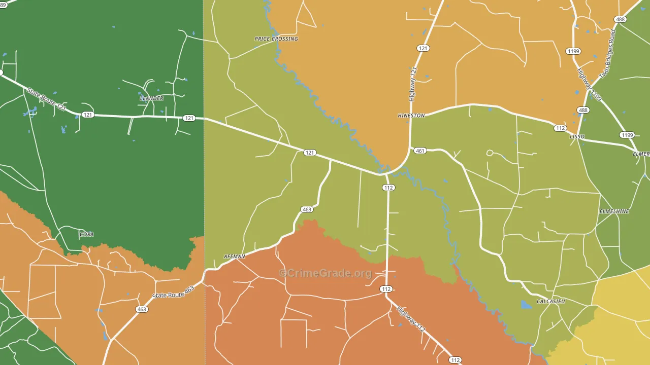 Hineston, LA Map of Vandalism Rates