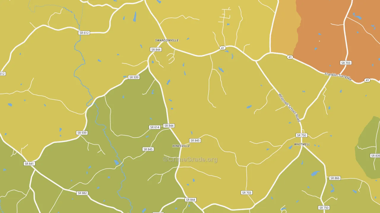Hinesville, VA Map of Vandalism Rates