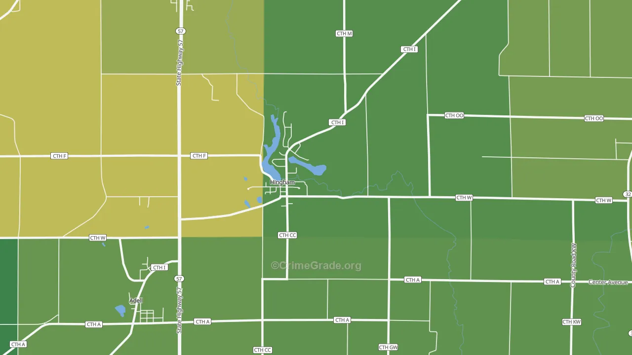 Hingham, WI Map of Vandalism Rates