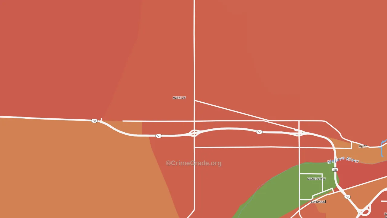 Hinkley, CA Map of Vandalism Rates